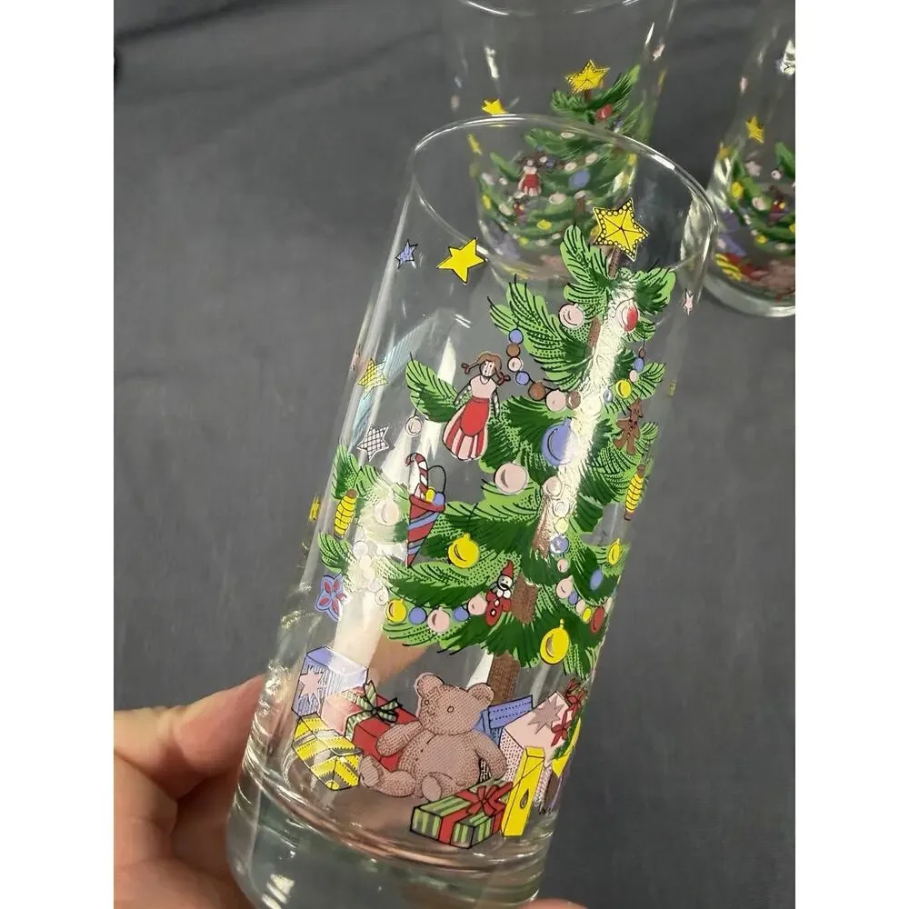 Nikko Christmas Tree Glasses 12oz Highball Tumbler Set Of 4